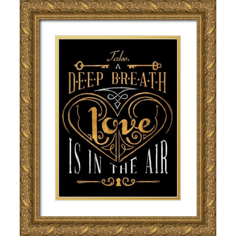 Love is in the Air Gold Ornate Wood Framed Art Print with Double Matting by SD Graphics Studio