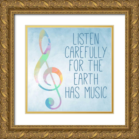 Watercolor Music I Gold Ornate Wood Framed Art Print with Double Matting by SD Graphics Studio