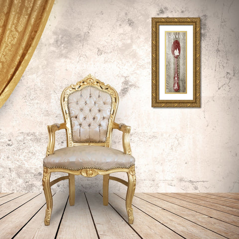 Fork and Spoon on Wood II Gold Ornate Wood Framed Art Print with Double Matting by Studio, Sd Graphics