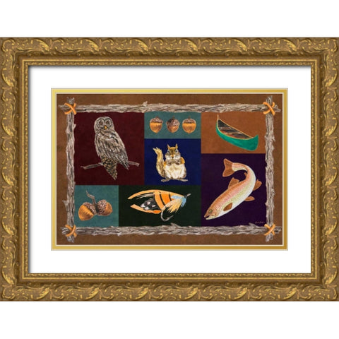 Elements of Nature Rectangle I Gold Ornate Wood Framed Art Print with Double Matting by Baliko, Linda