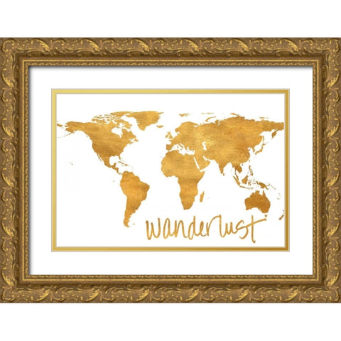 Wanderlust Map Gold Ornate Wood Framed Art Print with Double Matting by Studio, Sd Graphics