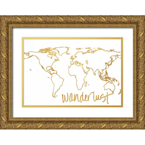 Gold Wanderlust Gold Ornate Wood Framed Art Print with Double Matting by Studio, Sd Graphics
