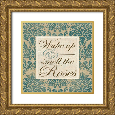 Wake Up And Smell The Roses Gold Ornate Wood Framed Art Print with Double Matting by Medley, Elizabeth