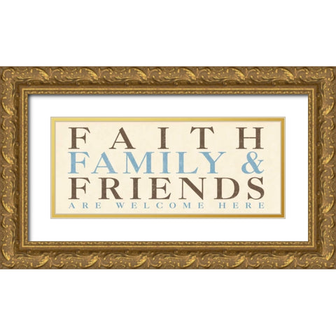 Family Phrase I Gold Ornate Wood Framed Art Print with Double Matting by SD Graphics Studio