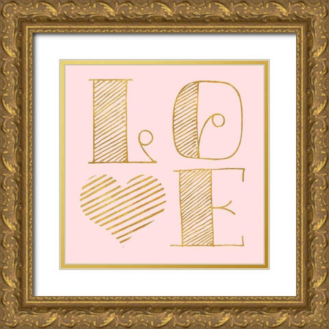 LOVE Gold Ornate Wood Framed Art Print with Double Matting by SD Graphics Studio