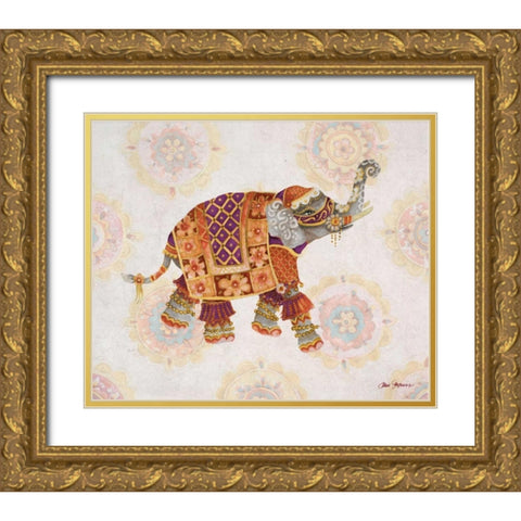 Pink Elephant I Gold Ornate Wood Framed Art Print with Double Matting by Gaynor, Janice