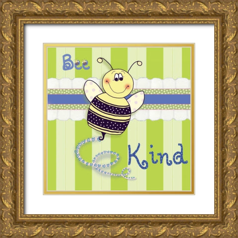 Bee Border II Gold Ornate Wood Framed Art Print with Double Matting by Metz, Andi