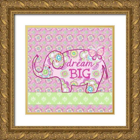 Elephant II Gold Ornate Wood Framed Art Print with Double Matting by Metz, Andi