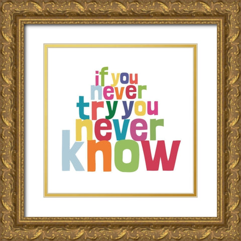 Happy Words III Gold Ornate Wood Framed Art Print with Double Matting by SD Graphics Studio