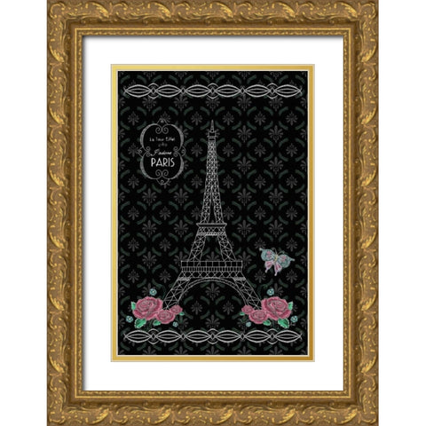 Parisian Tour Eiffel Tower Gold Ornate Wood Framed Art Print with Double Matting by Metz, Andi