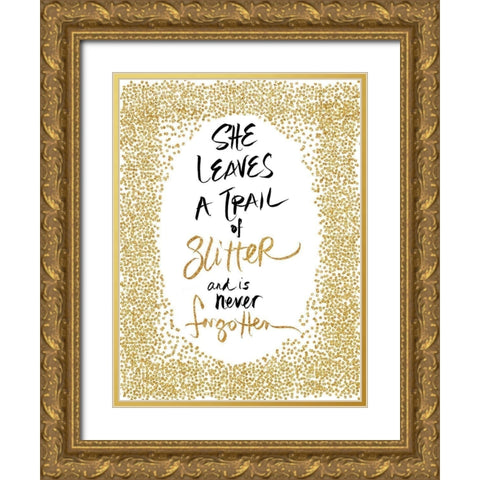 Trail of Glitter Gold Ornate Wood Framed Art Print with Double Matting by SD Graphics Studio