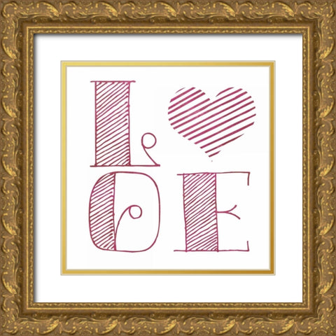 Love Heart Pink Gold Ornate Wood Framed Art Print with Double Matting by Studio, Sd Graphics