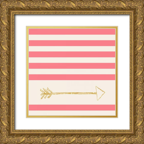 Pink and Gold Faded Arrow Gold Ornate Wood Framed Art Print with Double Matting by SD Graphics Studio