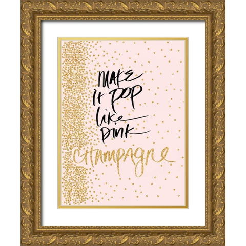 Make it Pop like Pink Champagne Gold Ornate Wood Framed Art Print with Double Matting by Studio, Sd Graphics