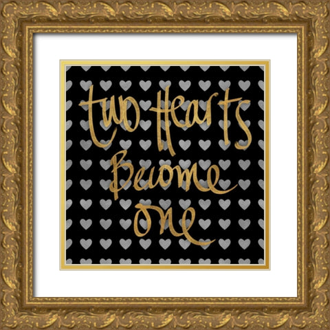 Two Hearts Become One Pattern Gold Ornate Wood Framed Art Print with Double Matting by Studio, Sd Graphics