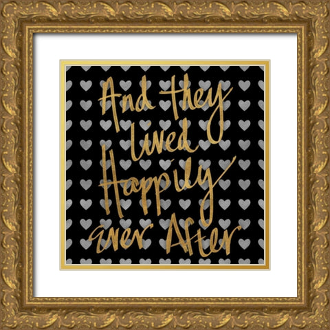 Happily Ever After Pattern Gold Ornate Wood Framed Art Print with Double Matting by Studio, Sd Graphics