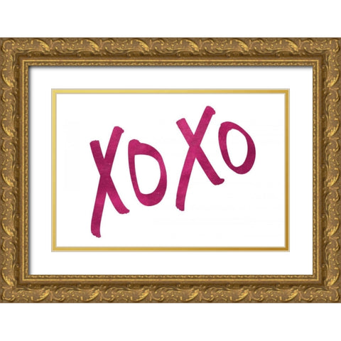 Romantic Pink XOXO Gold Ornate Wood Framed Art Print with Double Matting by Studio, Sd Graphics