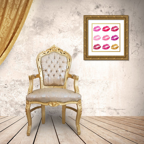 Shades Of Kisses Gold Ornate Wood Framed Art Print with Double Matting by Studio, Sd Graphics