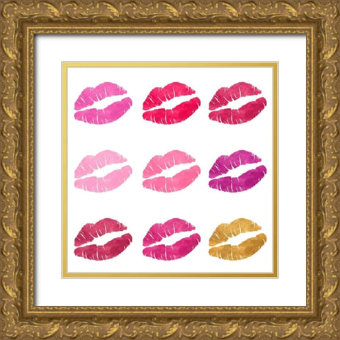 Shades Of Kisses Gold Ornate Wood Framed Art Print with Double Matting by Studio, Sd Graphics