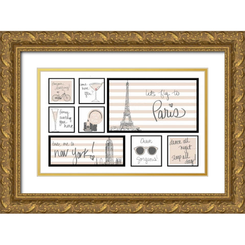 Travel Pack Neutral Gold Ornate Wood Framed Art Print with Double Matting by Biscardi, Nicholas