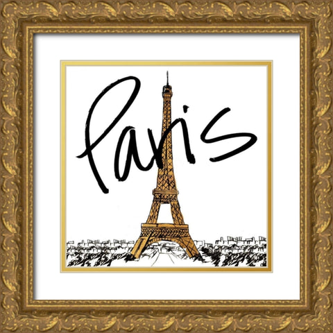 Gold Eiffel in Paris Gold Ornate Wood Framed Art Print with Double Matting by Biscardi, Nicholas