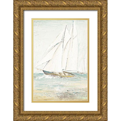 Cape Cod Sailboat I Gold Ornate Wood Framed Art Print with Double Matting by Pinto, Patricia