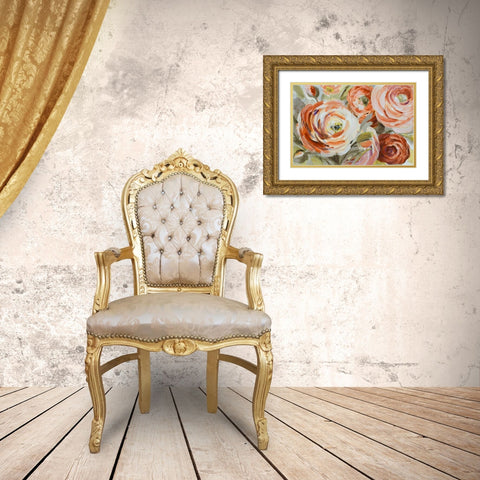 Ranunculus Naranja Gold Ornate Wood Framed Art Print with Double Matting by Loreth, Lanie