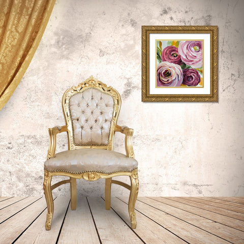 Ranunculus Rosa II Gold Ornate Wood Framed Art Print with Double Matting by Loreth, Lanie