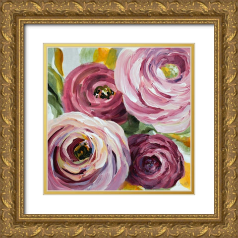 Ranunculus Rosa II Gold Ornate Wood Framed Art Print with Double Matting by Loreth, Lanie