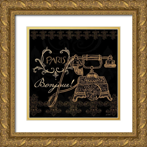 Elegant Paris Gold Square Border I Gold Ornate Wood Framed Art Print with Double Matting by Baliko, Linda