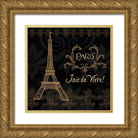 Elegant Paris Gold Square Border II Gold Ornate Wood Framed Art Print with Double Matting by Baliko, Linda