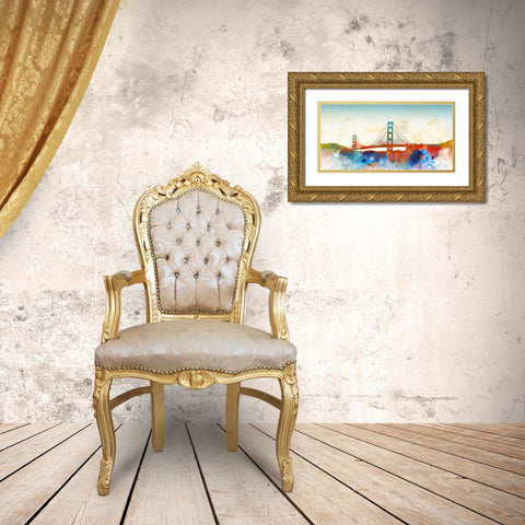 Golden Gate Gold Ornate Wood Framed Art Print with Double Matting by Meneely, Dan
