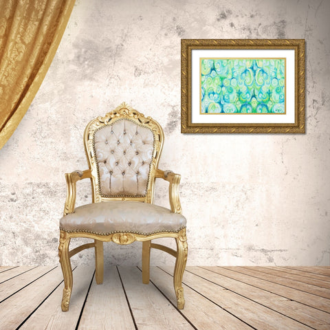 Emerald Abstract Gold Ornate Wood Framed Art Print with Double Matting by Gaynor, Janice