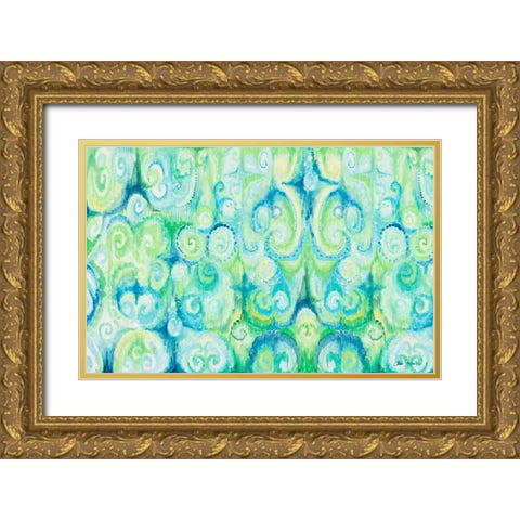 Emerald Abstract Gold Ornate Wood Framed Art Print with Double Matting by Gaynor, Janice