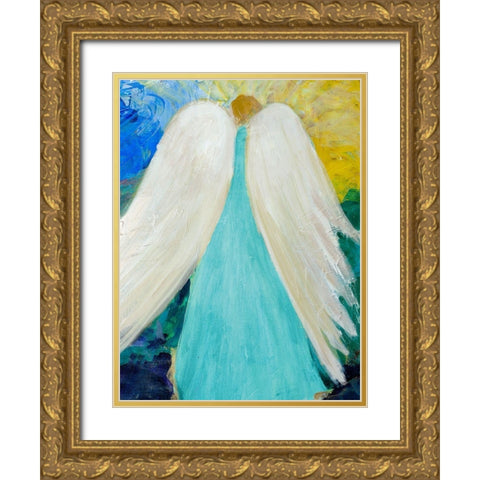 Dreams and Angel Wings Gold Ornate Wood Framed Art Print with Double Matting by Maria, Robin