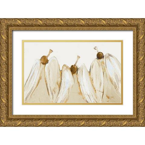Golden Trumpeting Angels Gold Ornate Wood Framed Art Print with Double Matting by Maria, Robin