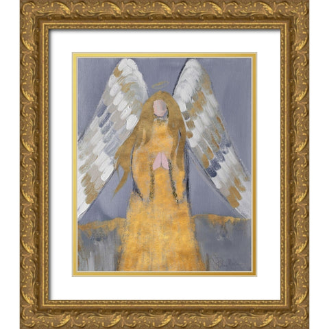 Gold and Silver Angel Gold Ornate Wood Framed Art Print with Double Matting by Maria, Robin