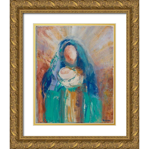 Mother and Child II Gold Ornate Wood Framed Art Print with Double Matting by Maria, Robin