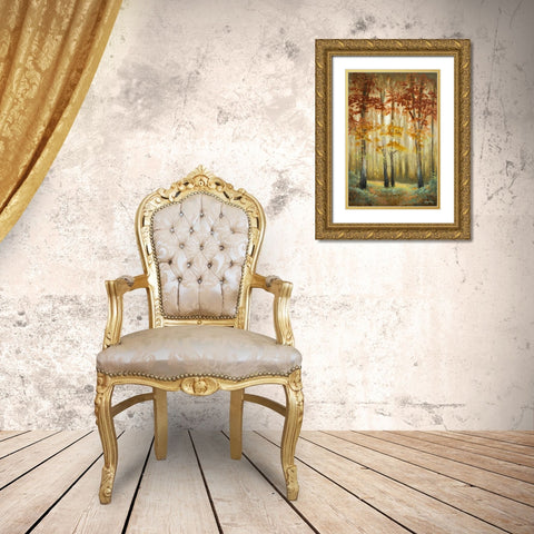 Woodland Glow I Gold Ornate Wood Framed Art Print with Double Matting by Marcon, Michael