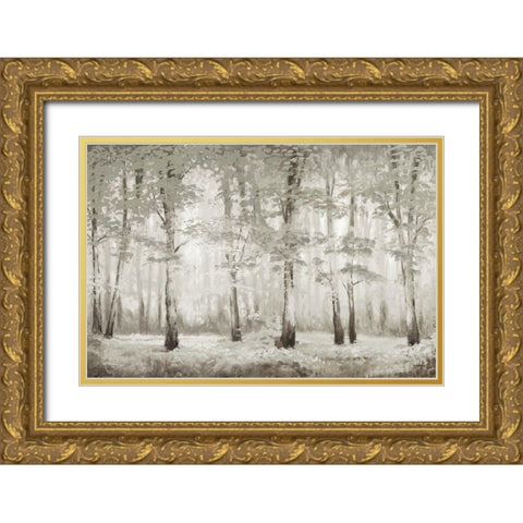 Misty Woodland Glow Gold Ornate Wood Framed Art Print with Double Matting by Marcon, Michael