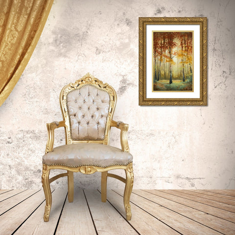 Woodland Glow II Gold Ornate Wood Framed Art Print with Double Matting by Marcon, Michael
