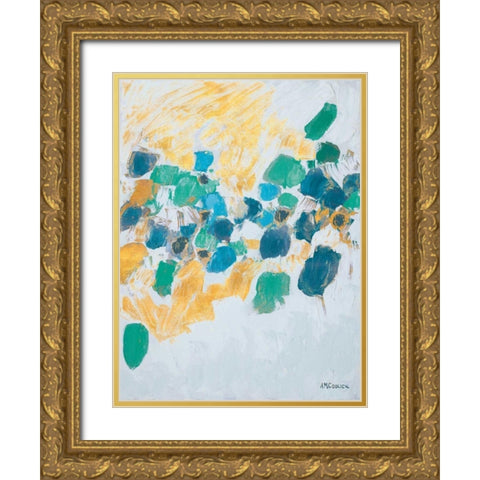 Gold and Teal Internodes Gold Ornate Wood Framed Art Print with Double Matting by Coolick, Ann Marie