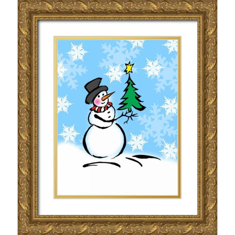 Silly Snowmen III Gold Ornate Wood Framed Art Print with Double Matting by Biscardi, Nicholas