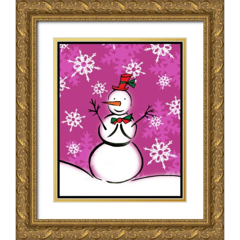 Silly Snowmen IX Gold Ornate Wood Framed Art Print with Double Matting by Biscardi, Nicholas
