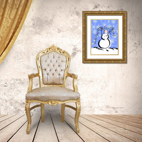 Silly Snowmen I Gold Ornate Wood Framed Art Print with Double Matting by Biscardi, Nicholas