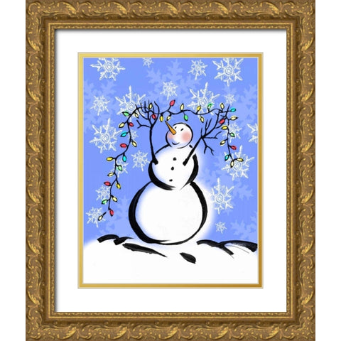Silly Snowmen I Gold Ornate Wood Framed Art Print with Double Matting by Biscardi, Nicholas