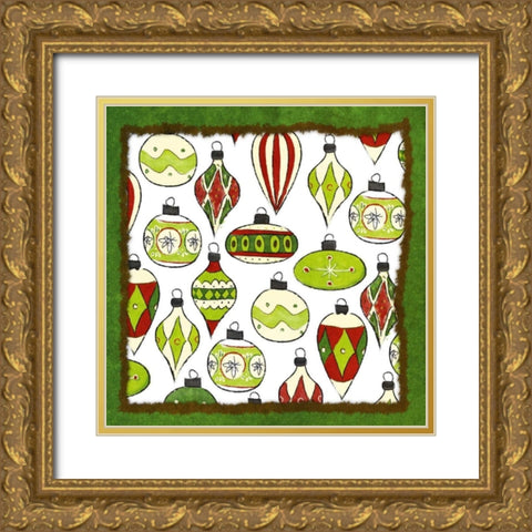 Whimsical Ornaments I Gold Ornate Wood Framed Art Print with Double Matting by SD Graphics Studio