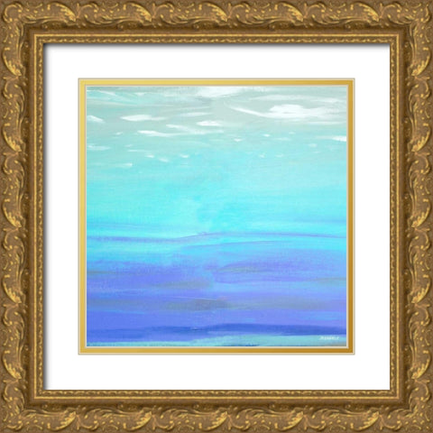 Aquatic Abstract Gold Ornate Wood Framed Art Print with Double Matting by Meneely, Dan