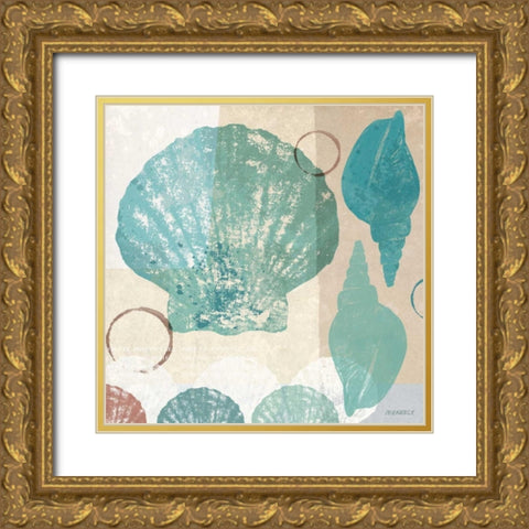 Shell Collage I Gold Ornate Wood Framed Art Print with Double Matting by Meneely, Dan