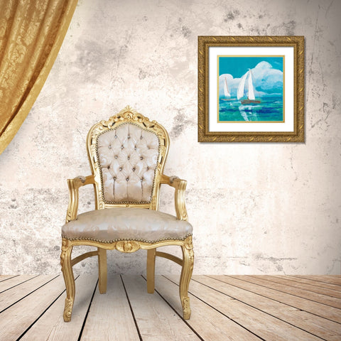 Regatta Winds II Gold Ornate Wood Framed Art Print with Double Matting by Maria, Robin